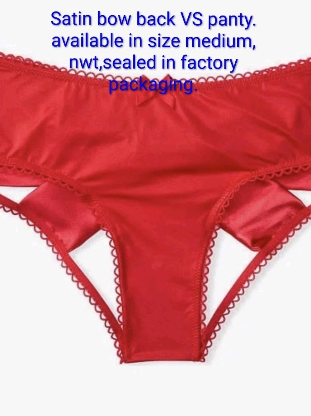 Satin Bow-Back Bikini Panty - Red